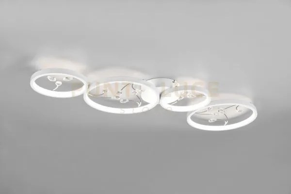 Groovy plafoniera led 37w 4800lm, 4000k 4 cerchi con decori gemme t...