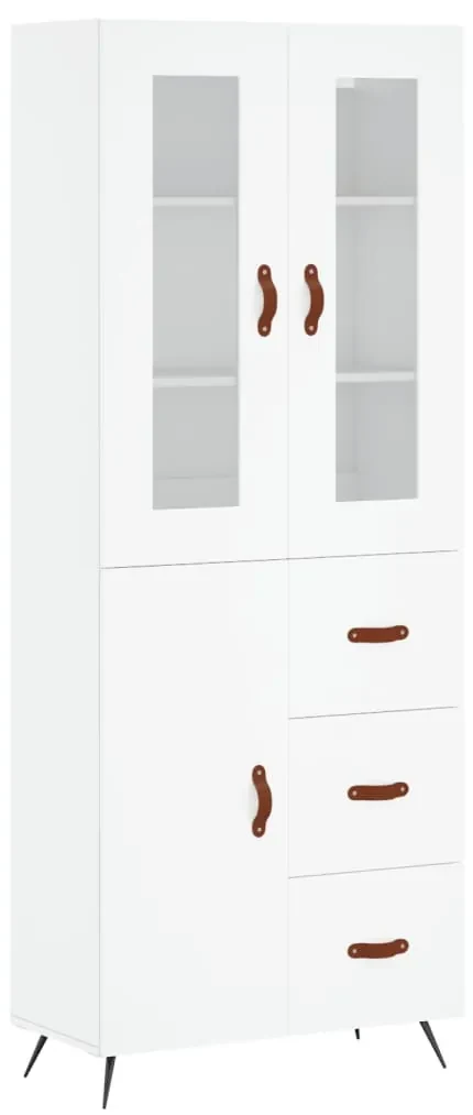 Credenza bianca 69,5x34x180 cm in legno multistrato