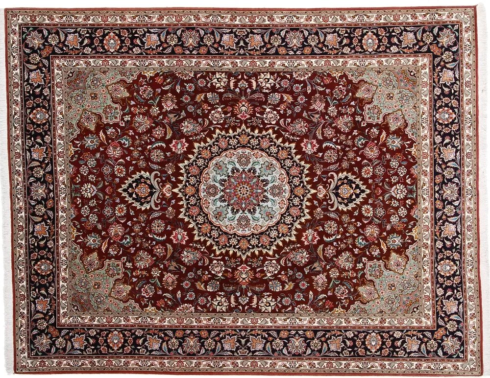 Tabriz Tappeto 260 x 200 Blu (Iran) Annodato A Mano