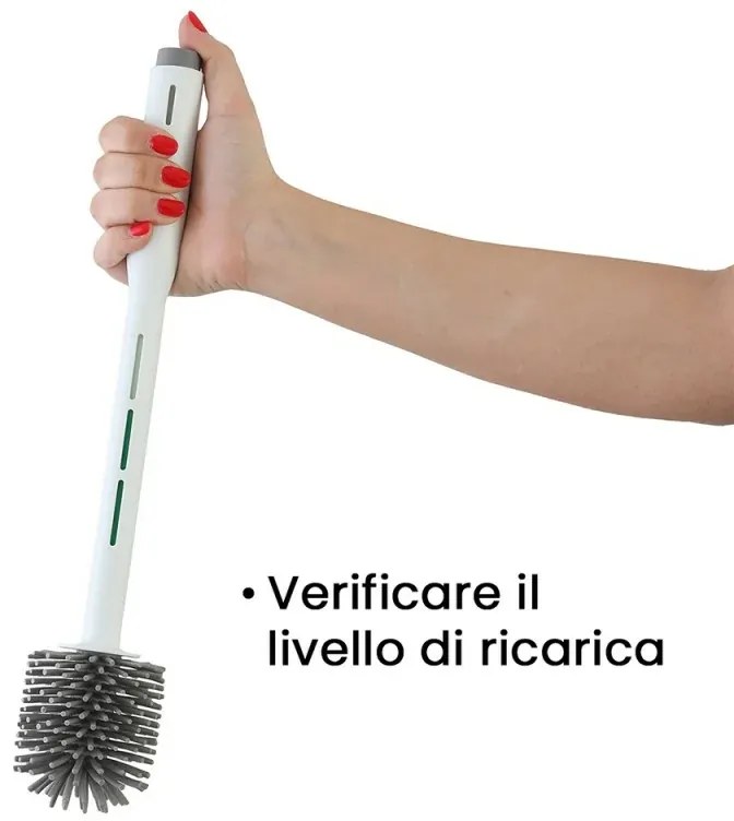 Portascopino con spazzola WC igienizzante in plastica bianca
