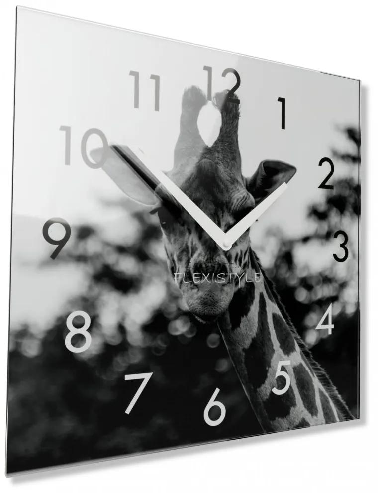 Orologio decorativo in vetro bianco e nero con motivo giraffa, 30 cm