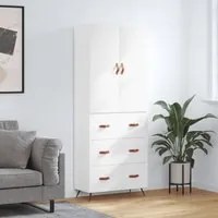 Credenza Bianco Lucido 69,5x34x180 cm in Legno Multistrato 3195821