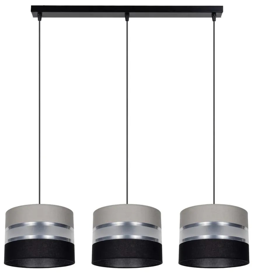 Lampadario a sospensione con filo CORAL 3xE27/60W/230V nero-grigio