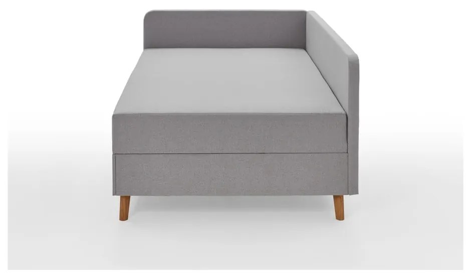 Letto singolo imbottito grigio chiaro con contenitore con materasso incluso 90x200 cm Cabana – Meise Möbel