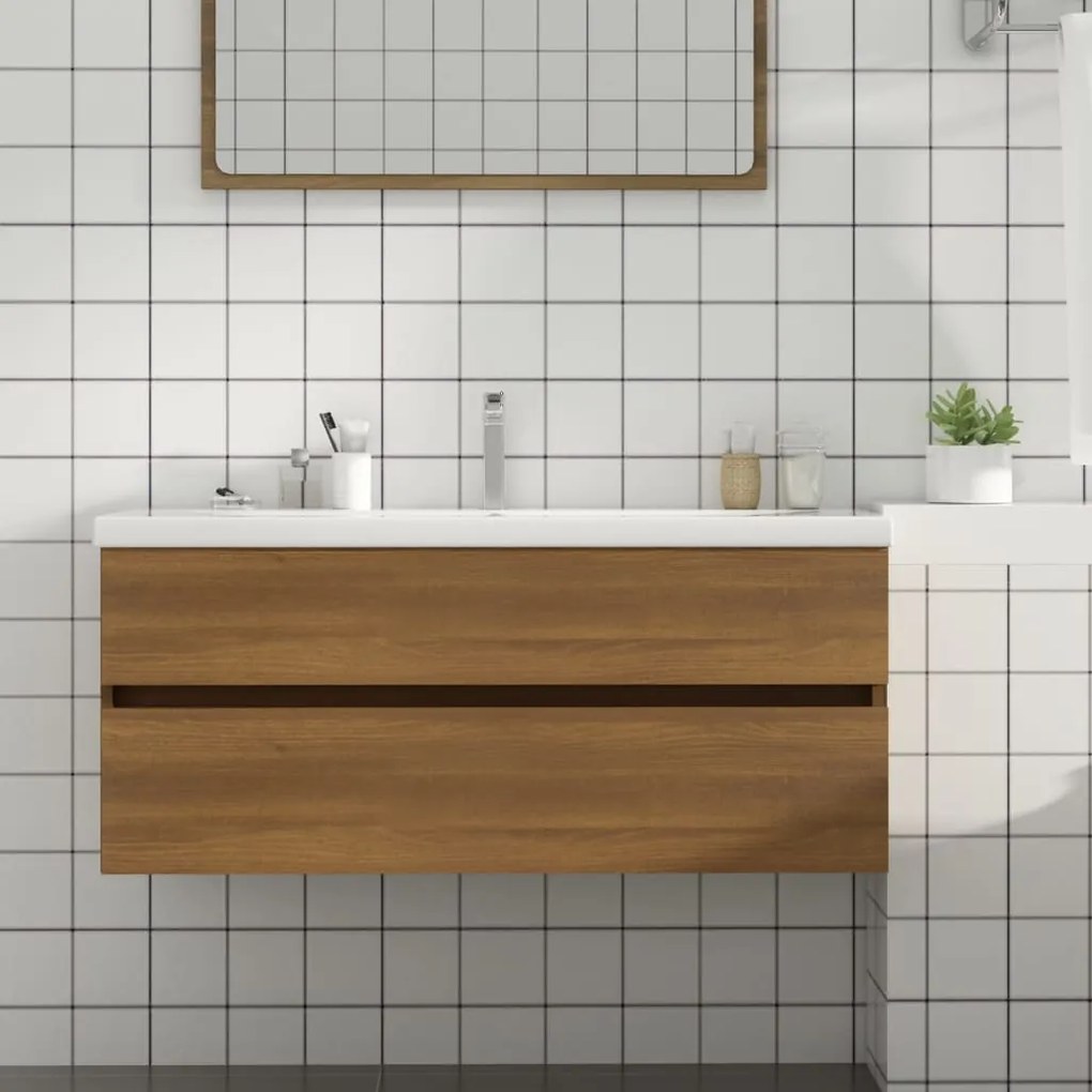 Mobile Lavabo Rovere Marrone 100x38,5x45 Cm Legno Multistrato /