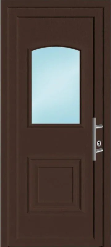 Portoncino d'ingresso 30005 con vetro L 90 x H 210 cm in PVC noce, apertura spingere a sinistra