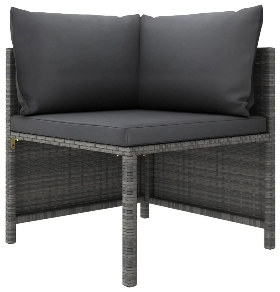 Set divani da giardino 9 pz con cuscini in polyrattan grigio