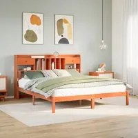 Letto Libreria senza Materasso Marrone Cera 180x200 cm in Pino 3321647