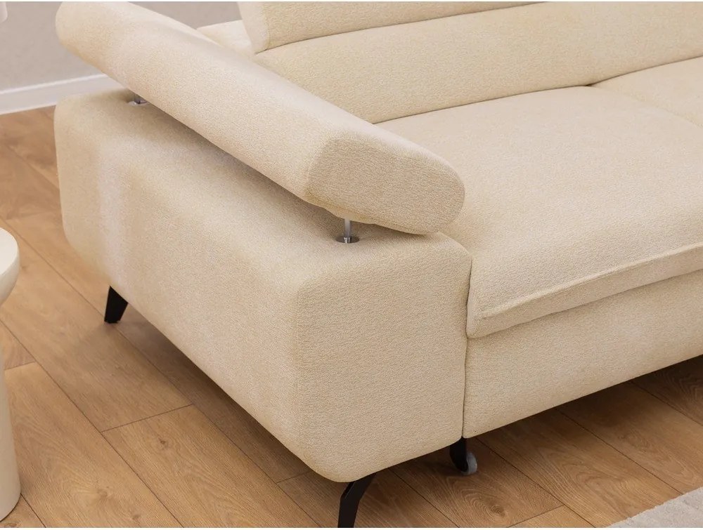 Divano angolare color crema (con penisola a destra/a L) con rivestimento in ciniglia Marbeya – Ropez