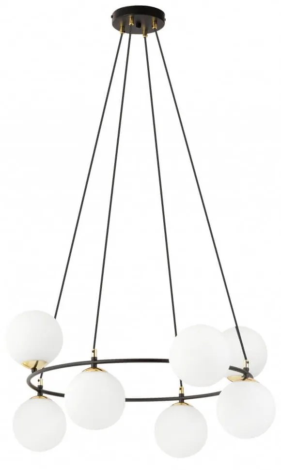 Lampadario a Sospensione AZURA 8 OPAL Colore del corpo Nero e Bianco