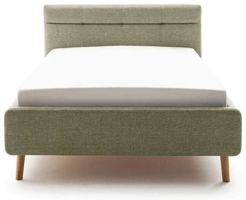 Letto matrimoniale imbottito verde con contenitore con rete inclusa 140x200 cm Lotte – Meise Möbel