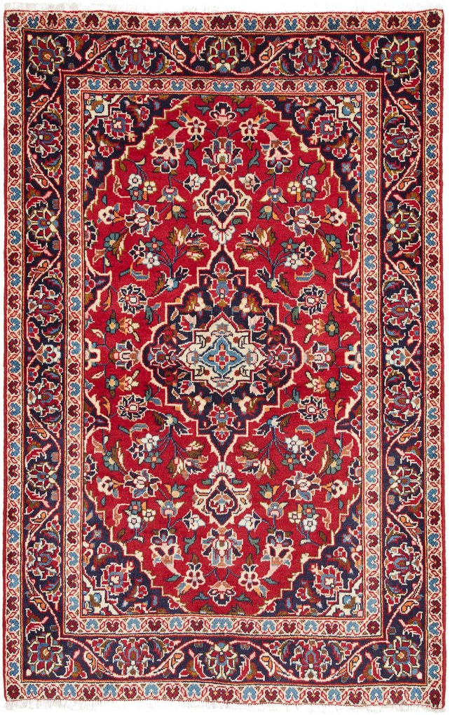 Kashan Tappeto 100 x 150 Rosso (Iran) Annodato A Mano