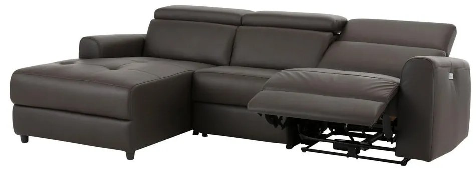 Divano angolare marrone in similpelle scuro (angolo sinistro) Capena - Støraa