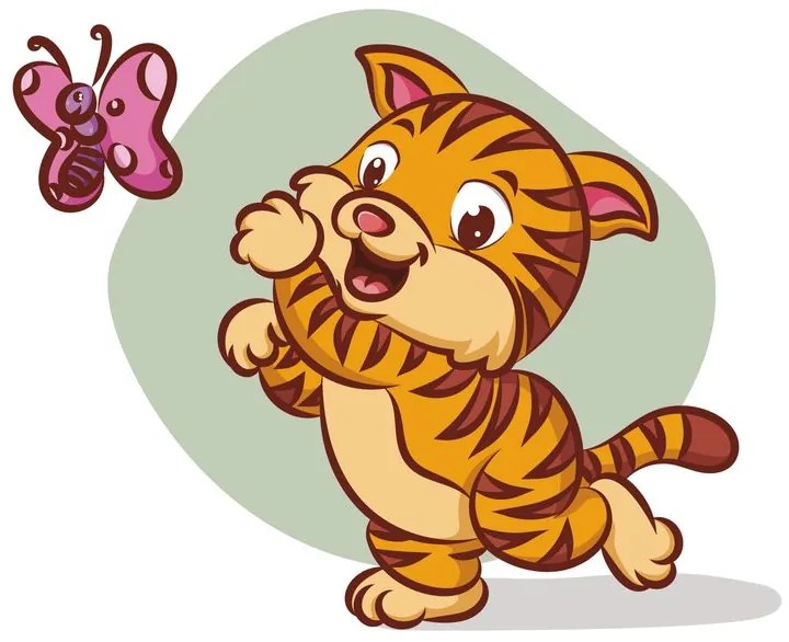 Carta da parati autoadesiva – Gattino adorabile con farfalla