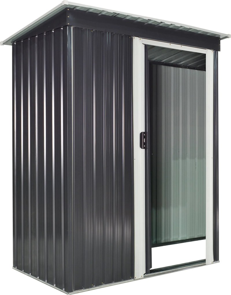 Casetta Box da Giardino in Lamiera per Deposito Attrezzi 163x89x182 cm  Nero...