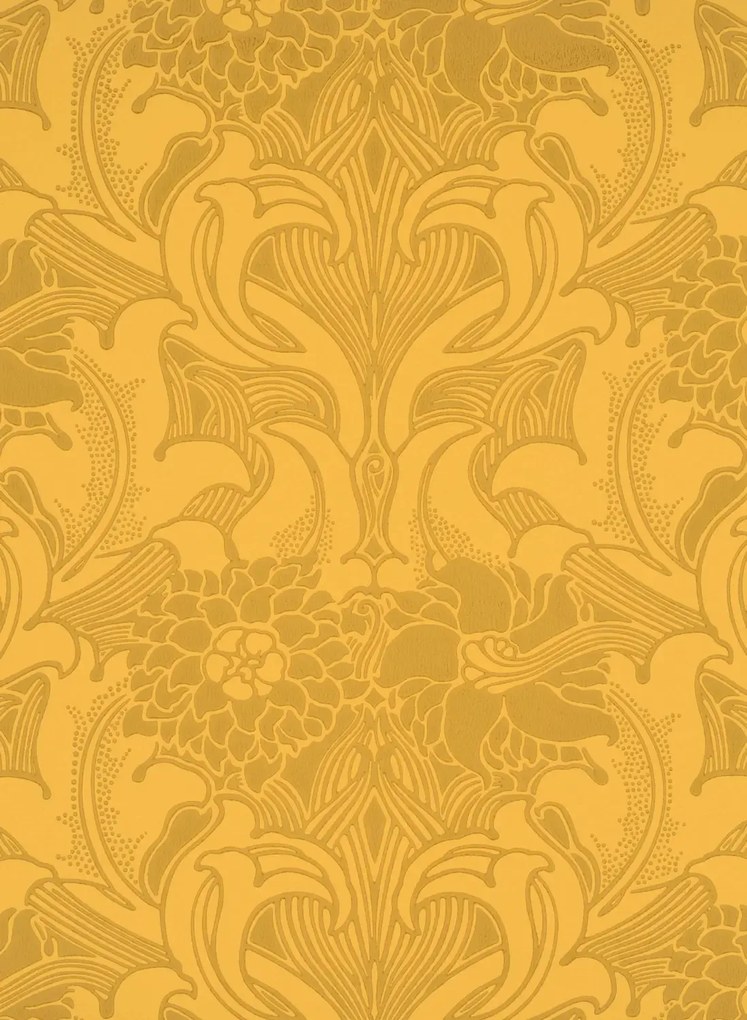 Little Greene Tapete Dahlia Scroll - Giallo