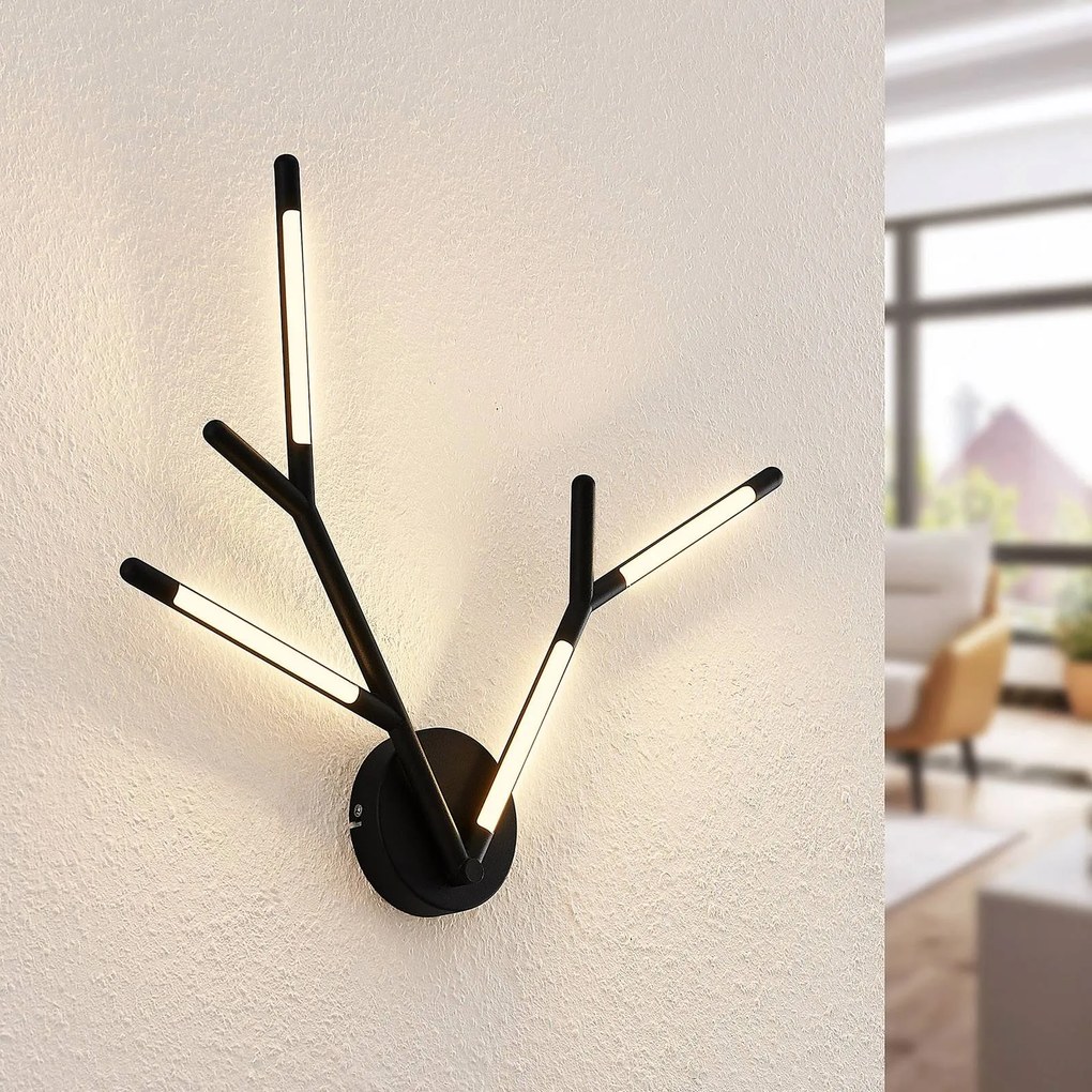 Lucande Cuerno applique LED in nero-bianco