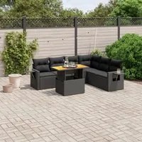 Set Divani da Giardino con Cuscini 7pz Nero Polyrattan 3271769