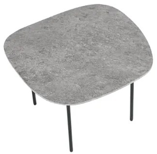 Tavolino con piano sagomato in legno Cemento e base in metallo - FLUX Small