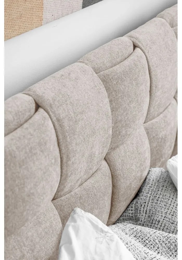 Letto matrimoniale imbottito beige con rete inclusa 180x200 cm Eve – Miuform