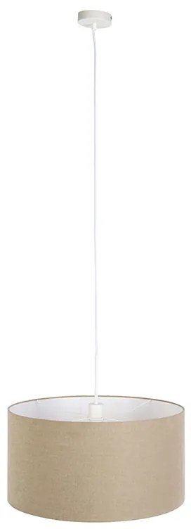 Lampada a sospensione rustica bianca con paralume marrone chiaro 50 cm - Combi