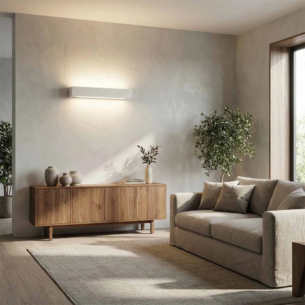 Applique da Parete 2xE14 Rettangolare 45cm in Gesso Pitturabile