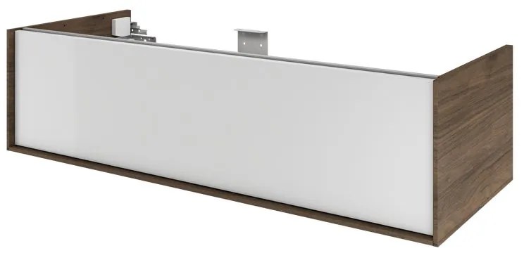 Mobile da bagno sotto lavabo SENSEA Neo Frame bianco e noce laccato lucido L 120 x H 32 x P 48 cm 1 cassetto, lavabo non incluso