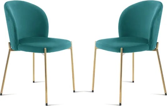 Sedia in velluto Topazio con struttura in metallo Oro MEGAN 2 sedie
