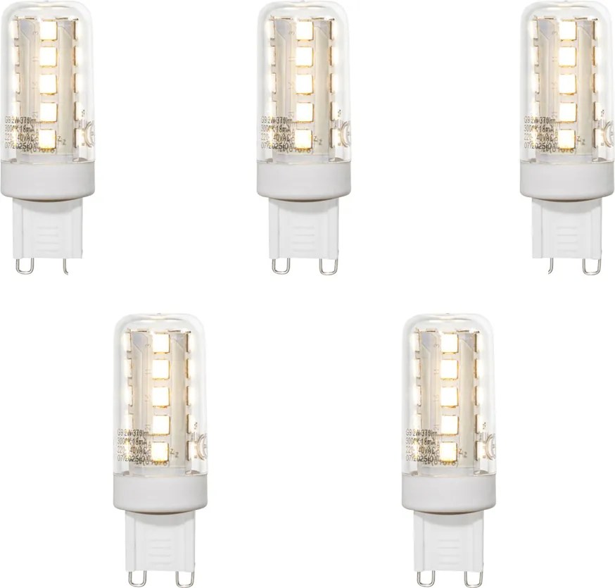 Set di 5 lampadine LED G9 trasparenti 2W 370 lm 3000K