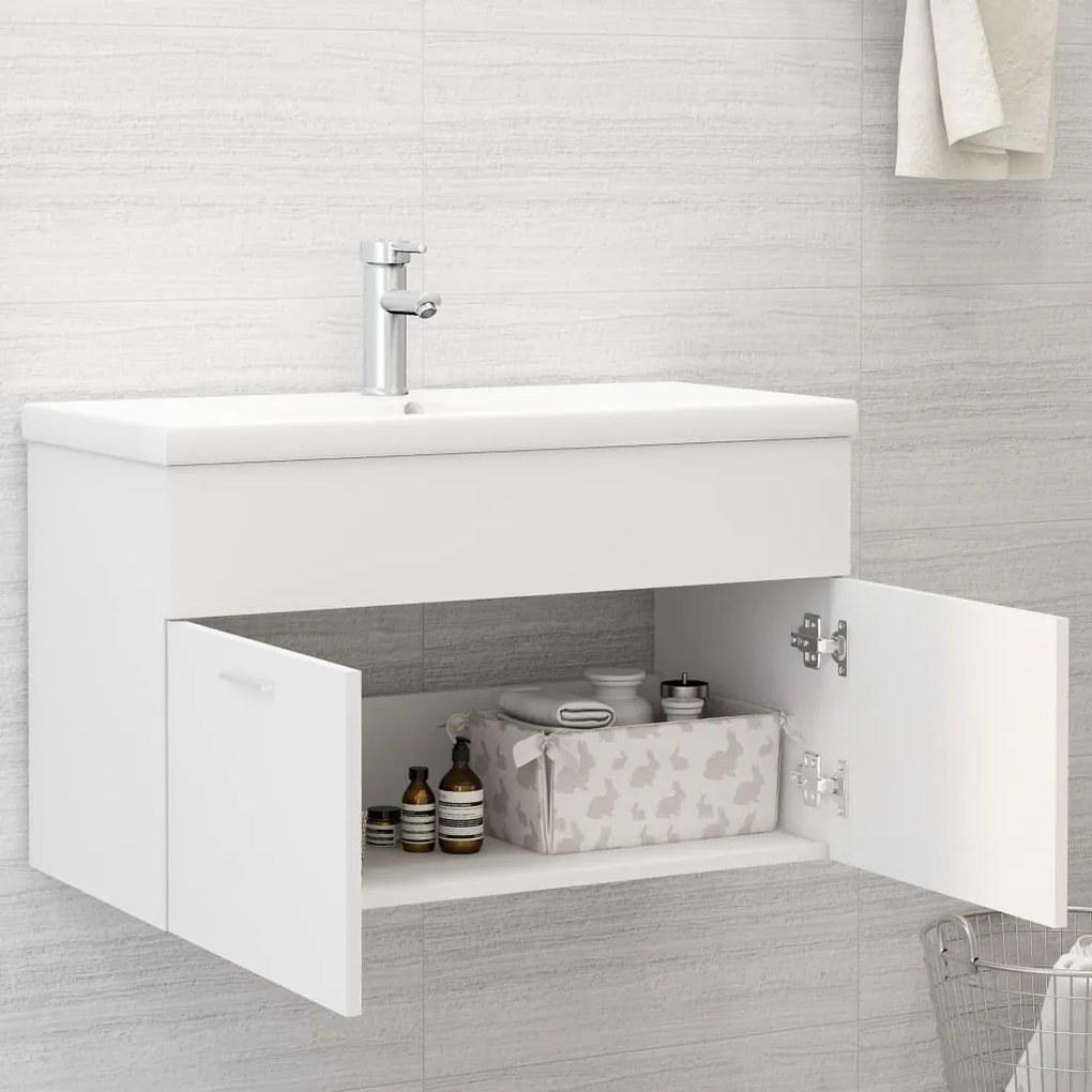 Mobile da bagno con lavabo integrato bianco in truciolato