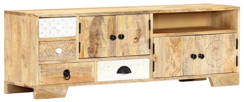 Mobile Porta Tv 120x30x40 Cm İn Legno Massello Di Mango /