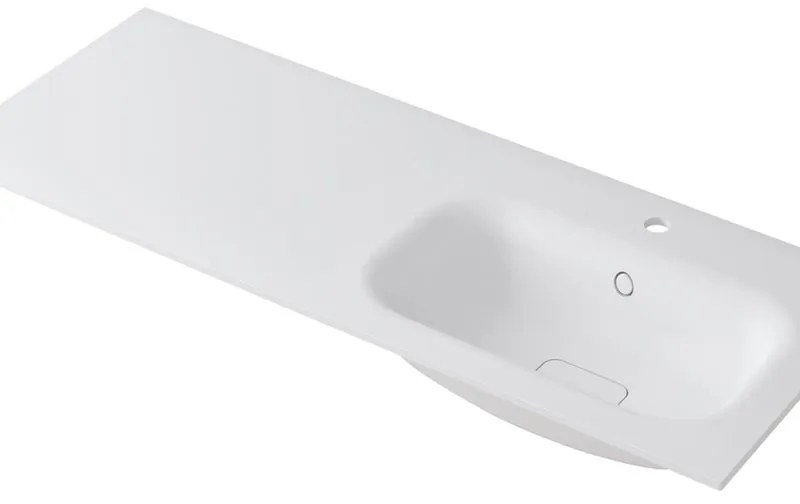 Lavabo a incasso rettangolare vasca a destra L 120.5 x H 15 x P 46 cm in resina bianco opaco