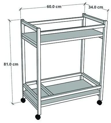 Carrello Portavivande Stile Industrial 60x34x76 Will Antracite