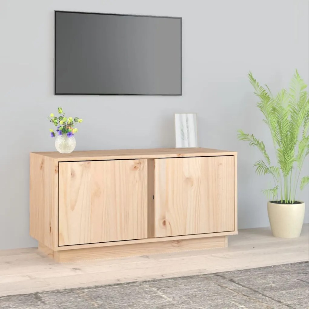 Mobile Porta Tv 80x35x40,5 Cm İn Legno Massello Di Pino /