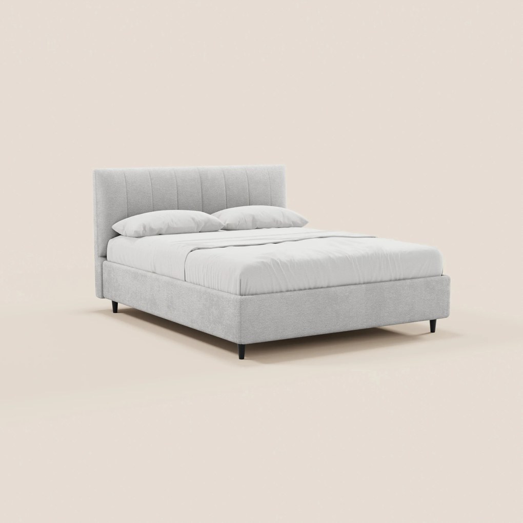 ONYX letto imbottito con vano contenitore e testiera verticale in tessuto certificato Oeko-Tex®