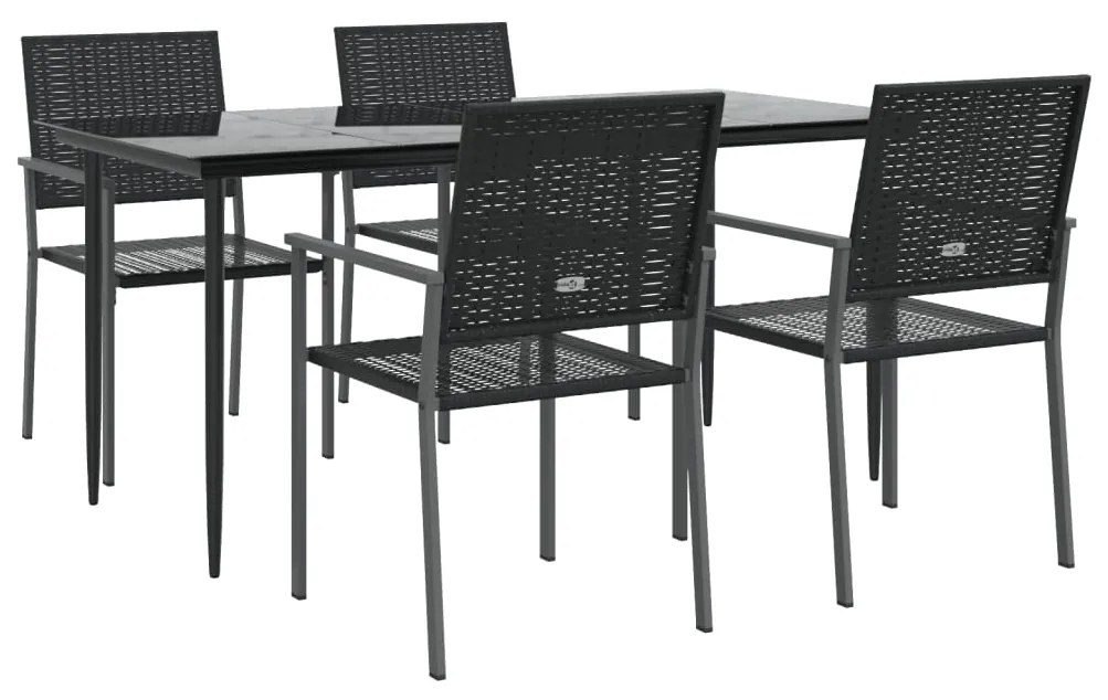 Set da Pranzo da Giardino 5 pz in Polyrattan e Acciaio