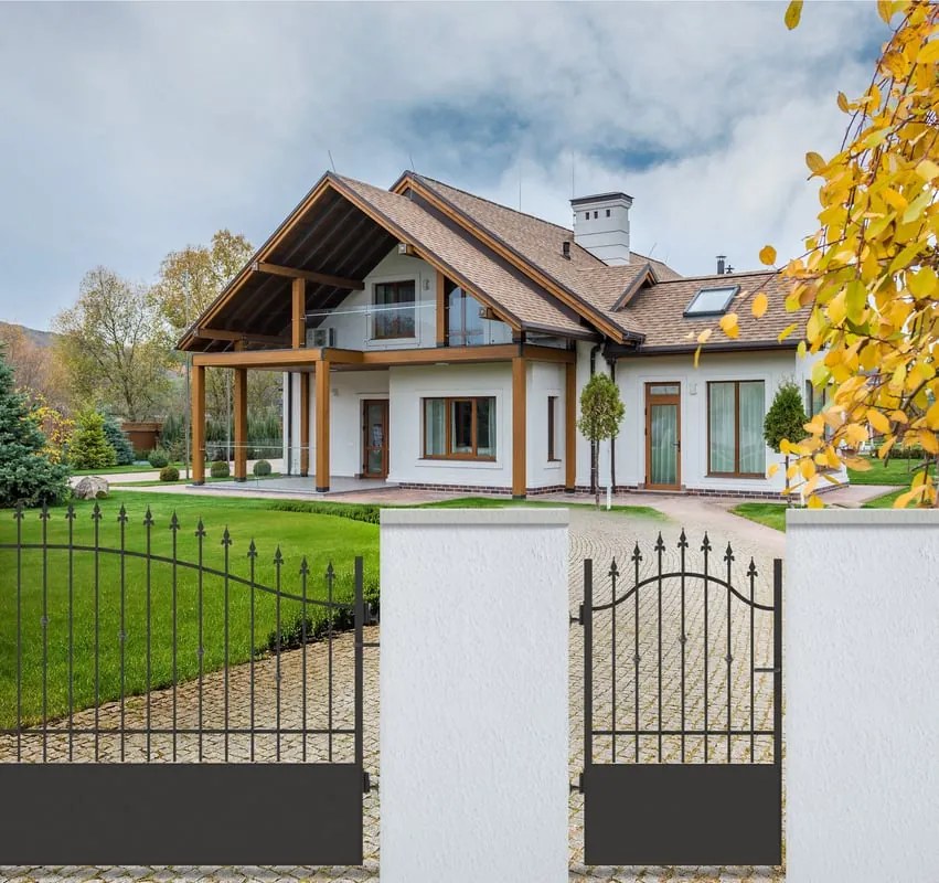 Cancello manuale battente Civetta in ferro, apertura a sinistra, L 104.5, H 150-165 cm, di colore nero