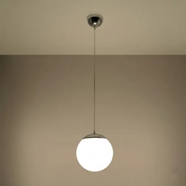 Sollux SL.0263 - Lampadario a cavo UGO 1xE27/15W/230V Ø 20 cm bianco/cromo lucido