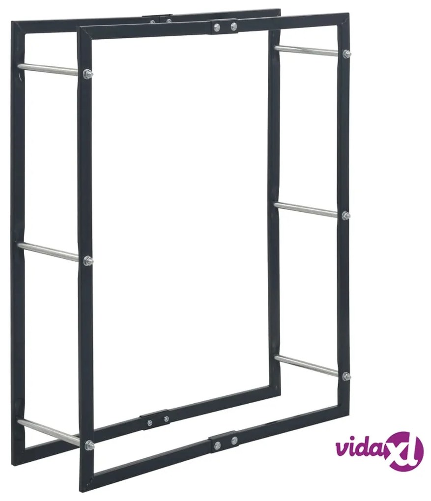vidaXL Rastrelliera per Legna da Ardere Nera 80x25x100 cm in Acciaio