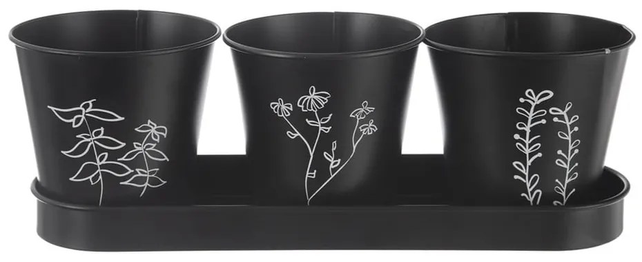 Set di vasi in metallo per erbe aromatiche 3 pz ø 11 cm Black - Orion