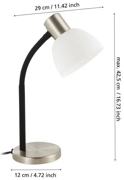 Eglo 901061 - Lampada da tavolo MACERE 1xE14/25W/230V nero/cromo opaco