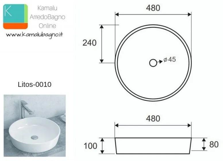 Kamalu - lavabo da appoggio tondo 48cm ceramica litos-0010