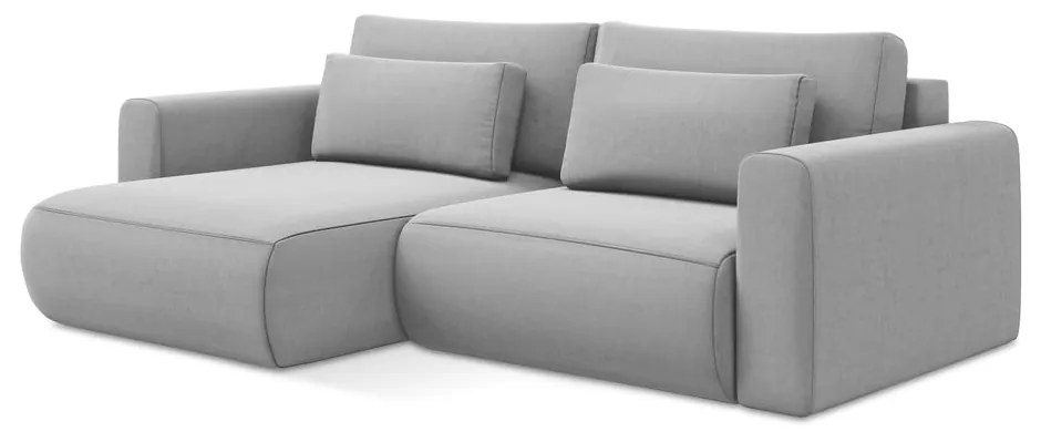 Divano angolare grigio chiaro allungabile/con contenitore (con penisola a sinistra/con chaise lounge) con rivestimento in velluto Kapua – Makamii