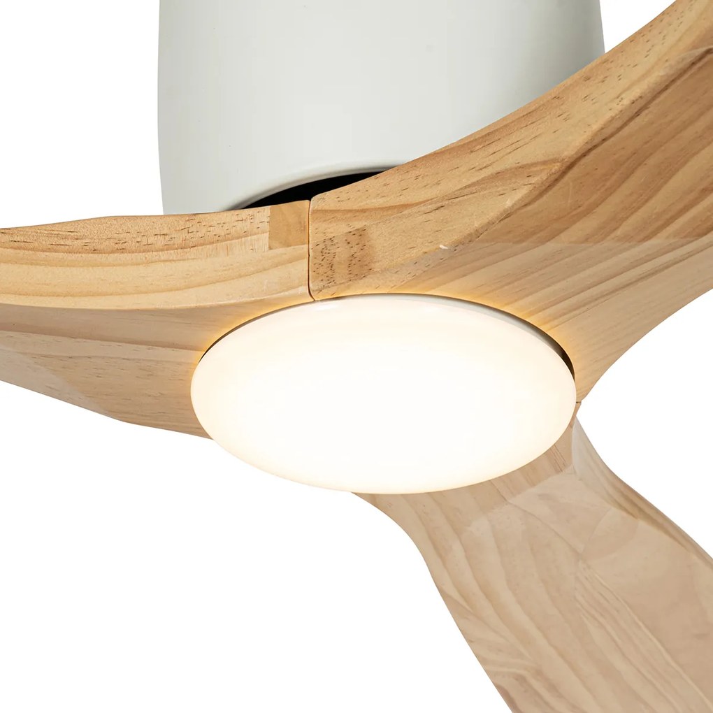 Ventilatore da soffitto bianco con legno incluso LED con telecomando - Jerri