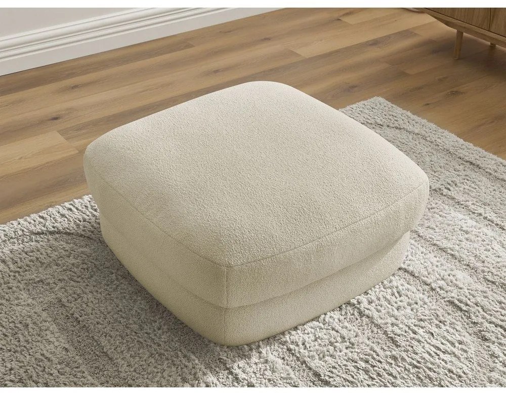 Poggiapiedi beige con rivestimento in bouclé Leonore – Bobochic Paris