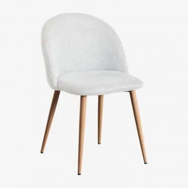 Confezione da 2 sedie da pranzo Kana Legno Naturale & Tessuto Bianco - Sklum