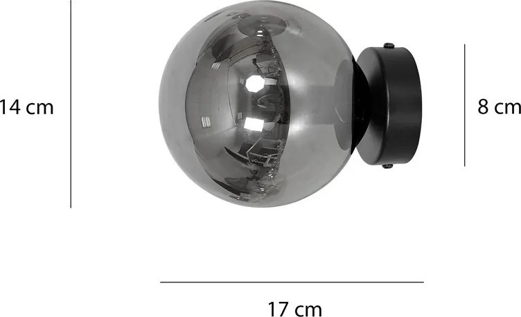 Lampada da Parete ROSSI K1 BL E14 GrafiteTrasparente Miele