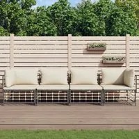 Set Divani da Giardino 4 pz con Cuscini Antracite in Polyrattancod mxl 124495