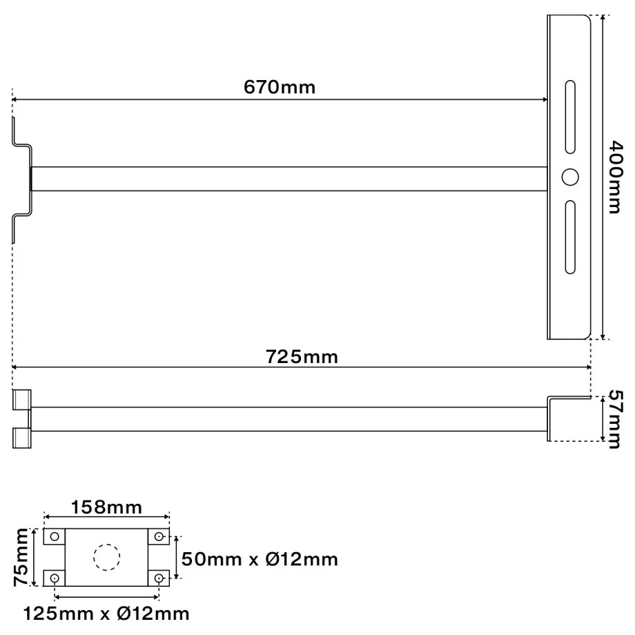 Braccio 68cm da parete con staffa per Fari LED Accessorio Supporto