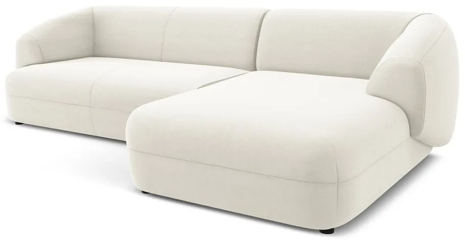 Divano angolare bianco (con penisola a destra) con rivestimento in velluto Moana – Makamii